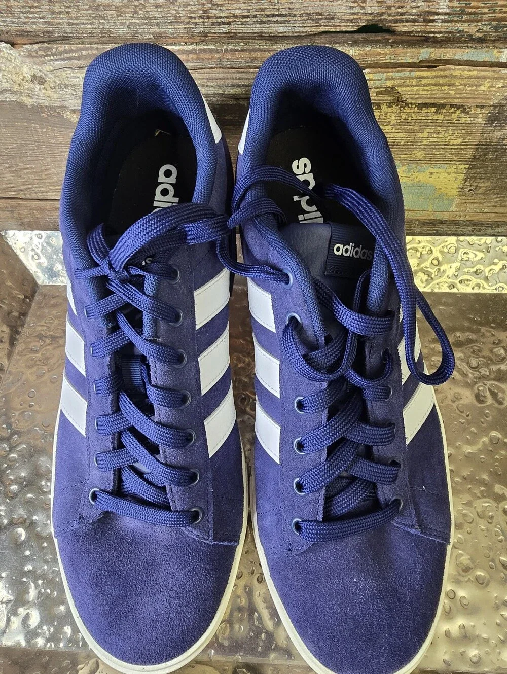 Adidas Navy Blue Suede White Stripe Men’s Sneakers Size 11.5